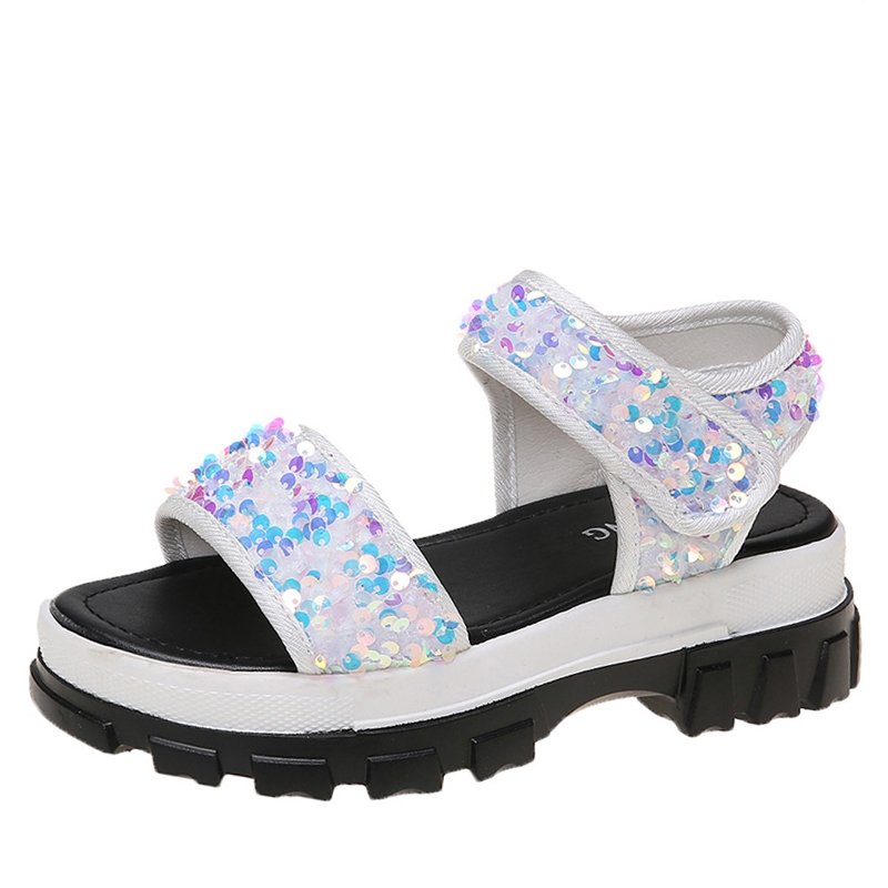 5cm Platform Women's Sandals summer Hook Loop Sequined Slides Sandals women's sports shoes summer sandalia mujer